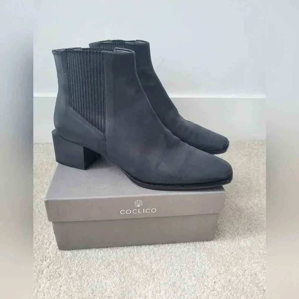 Coclico block heel Sibyl Ringo black leather booties